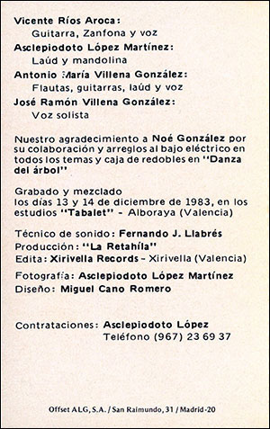 Parte interior del cassette de "La Retahila"